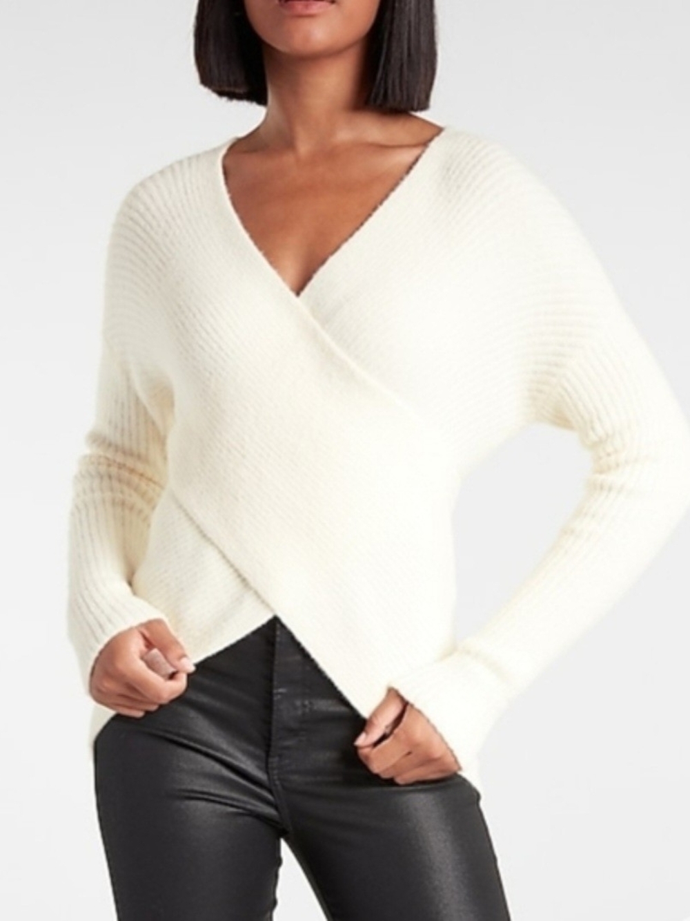 Express Rinned Wrap V-Neck Sweater